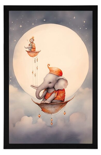 Poster elefant visător deasupra norilor
