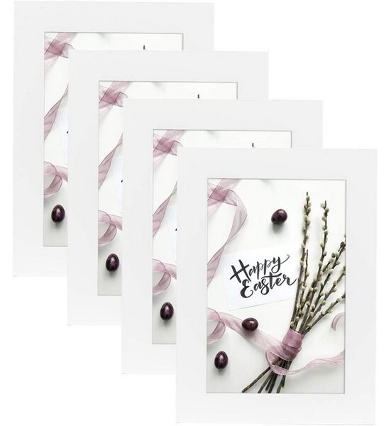 Set 4 rame foto din lemn, 10 x 15 cm, alb