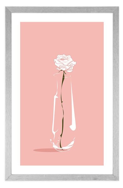 Poster cu passepartout floare minimalistă