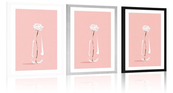 Poster cu passepartout floare minimalistă