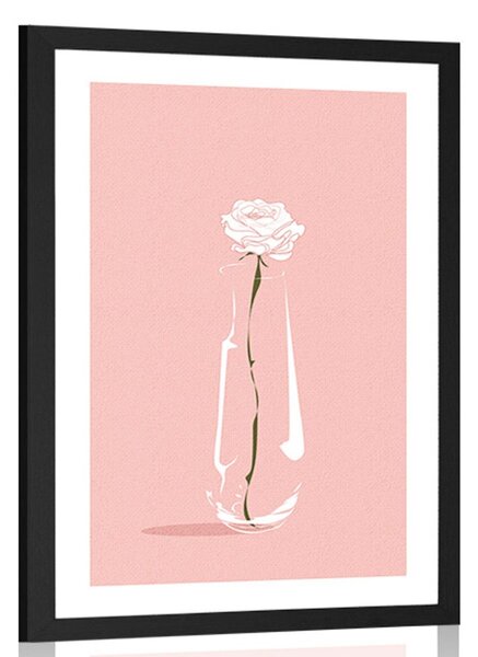 Poster cu passepartout floare minimalistă