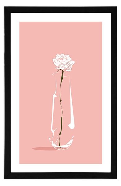 Poster cu passepartout floare minimalistă