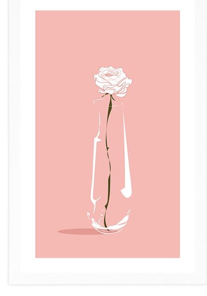Poster cu passepartout floare minimalistă
