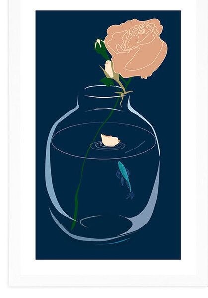 Poster cu passepartout floare romantică în vază