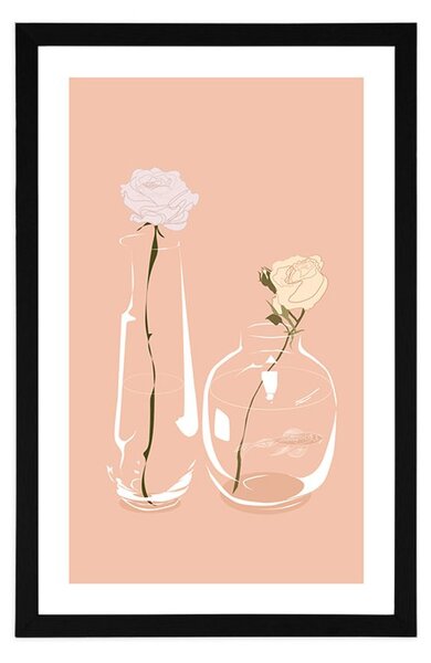 Poster cu passepartout flori minimaliste în vază