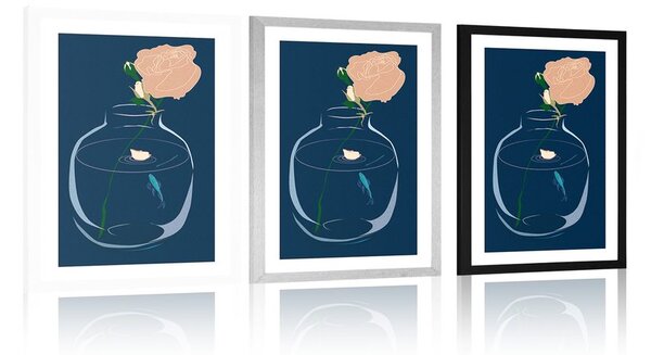 Poster cu passepartout floare romantică în vază