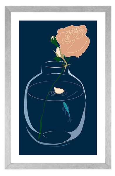 Poster cu passepartout floare romantică în vază