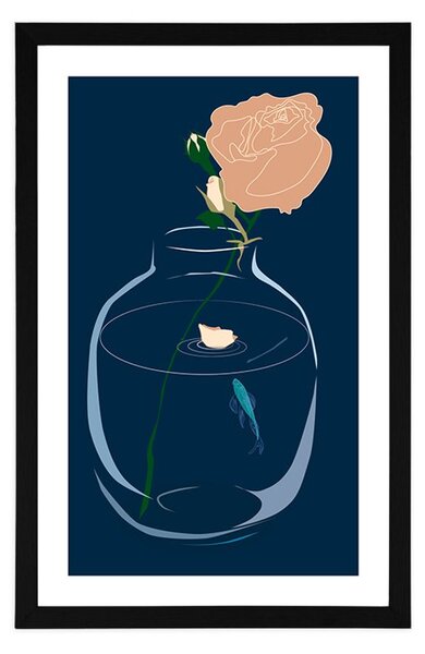 Poster cu passepartout floare romantică în vază