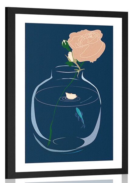 Poster cu passepartout floare romantică în vază