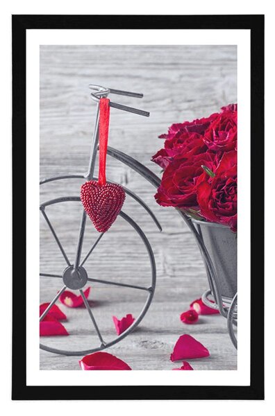 Poster cu passepartout bicicletă plină cu trandafiri
