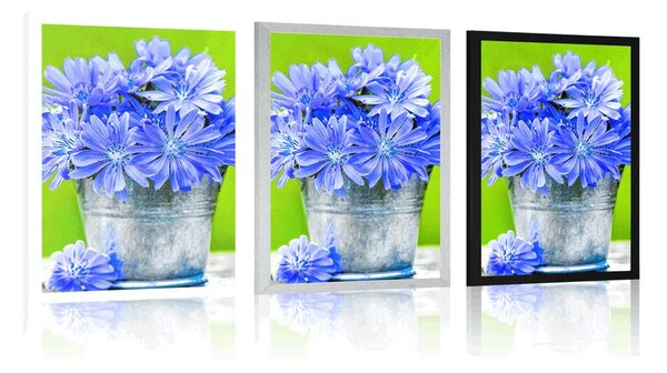 Poster buchet de flori într-o găleată