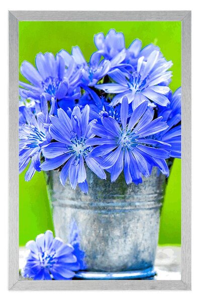 Poster buchet de flori într-o găleată