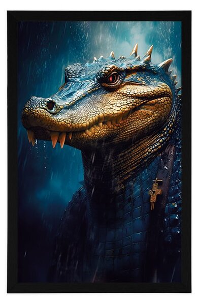 Poster crocodil albastru-auriu