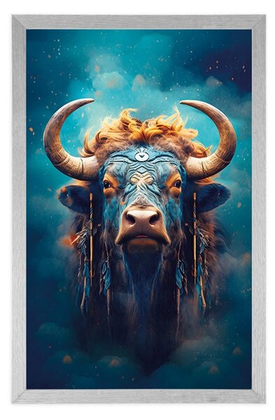 Poster bivol albastru-aurii