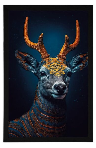 Poster cerb albastru-aurii
