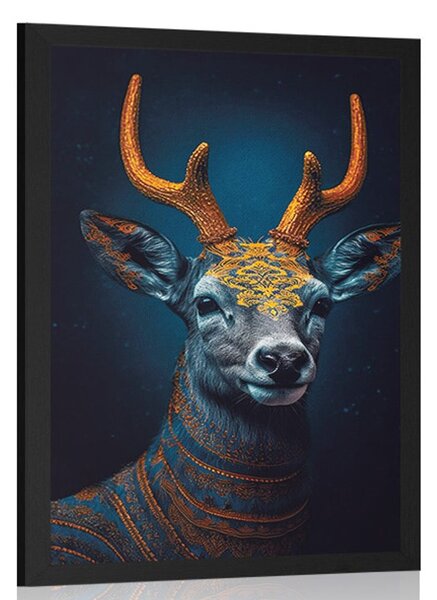 Poster cerb albastru-aurii