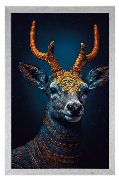 Poster cerb albastru-aurii