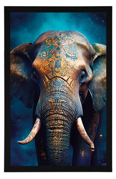 Poster elefant albastru-aurii
