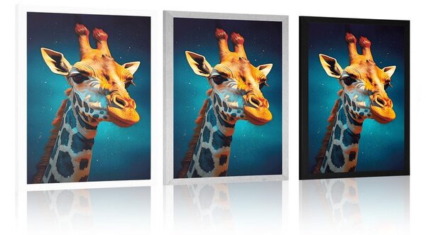 Poster girafă albastru-aurie