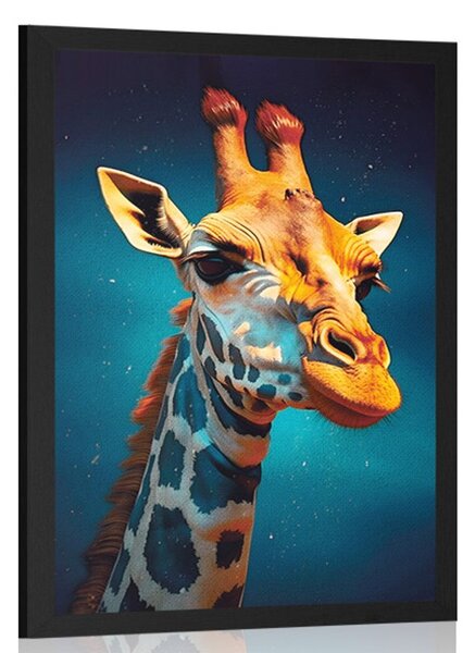 Poster girafă albastru-aurie