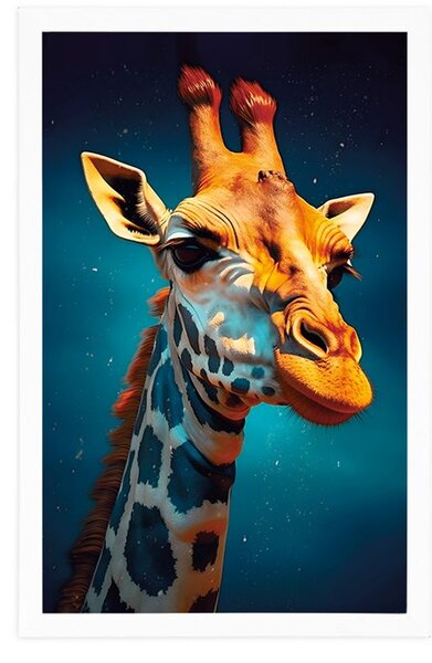 Poster girafă albastru-aurie