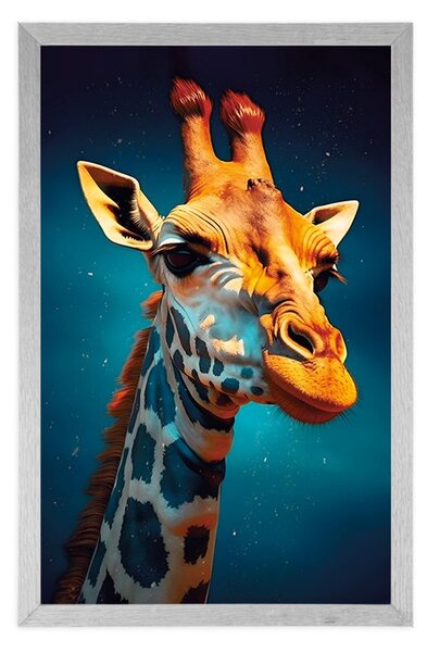 Poster girafă albastru-aurie