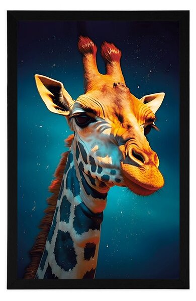 Poster girafă albastru-aurie
