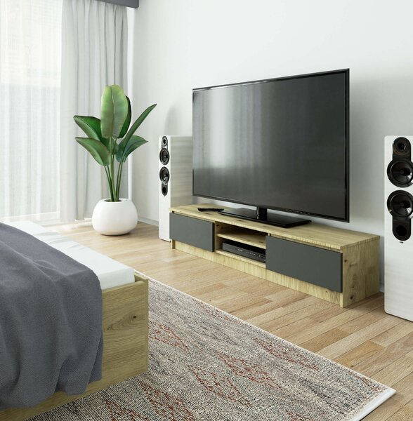 Măsuță TV Katalina (Stejar artisan + Gri). Promo -16%. 1069932