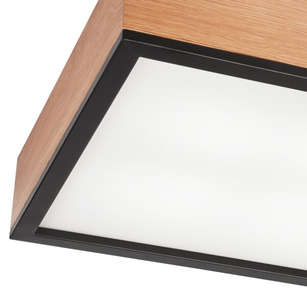 Plafonieră OAK SQUARE 4xE27/15W/230V 39x39 cm stejar/negru