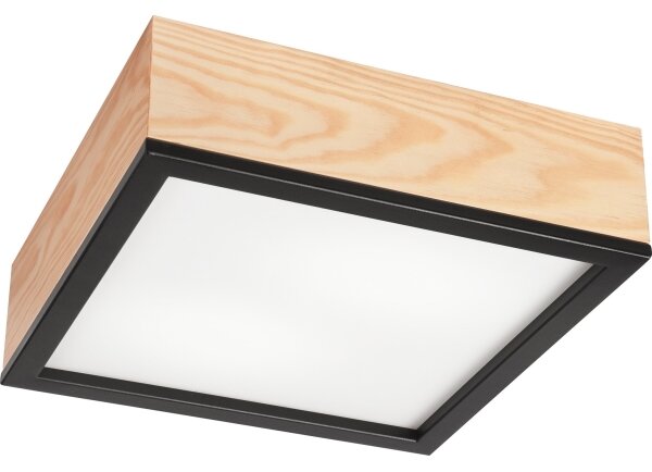 Plafonieră NATURAL SQUARE 2xE27/15W/230V 31x31 cm pin/negru