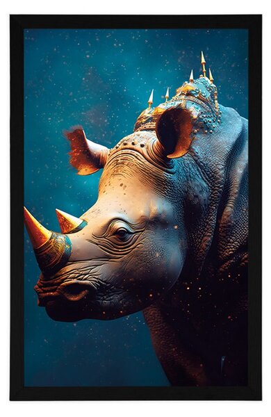 Poster rinocer albastru-aurii