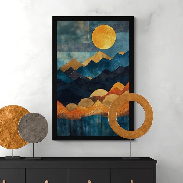 Poster natură abstractă albastru-aurie