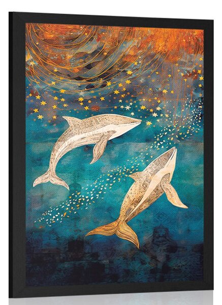 Poster balene în oceanul magic