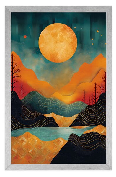 Poster apus de soare abstract cu atingere de lux
