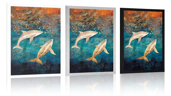 Poster balene în oceanul magic