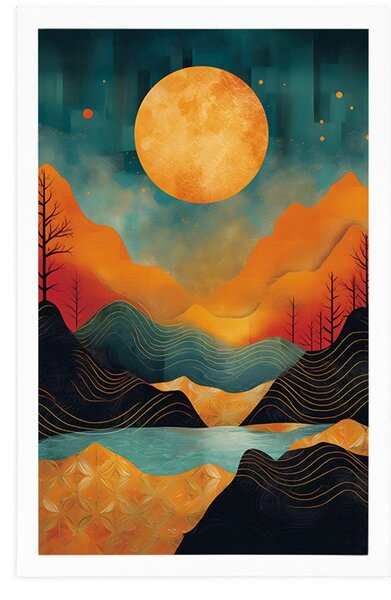 Poster apus de soare abstract cu atingere de lux