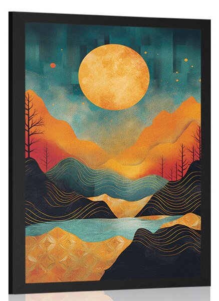 Poster apus de soare abstract cu atingere de lux