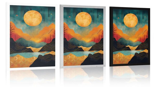 Poster apus de soare abstract cu atingere de lux
