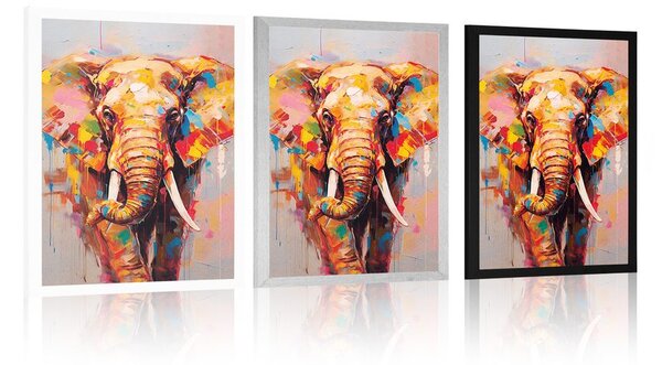 Poster elefant stilat cu imitație de pictură