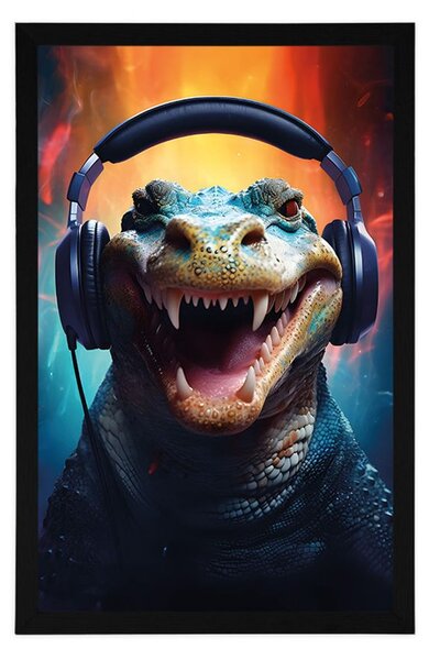 Poster aligator cu căști