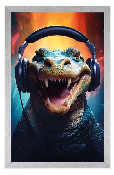 Poster aligator cu căști