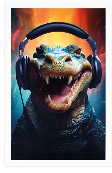 Poster aligator cu căști