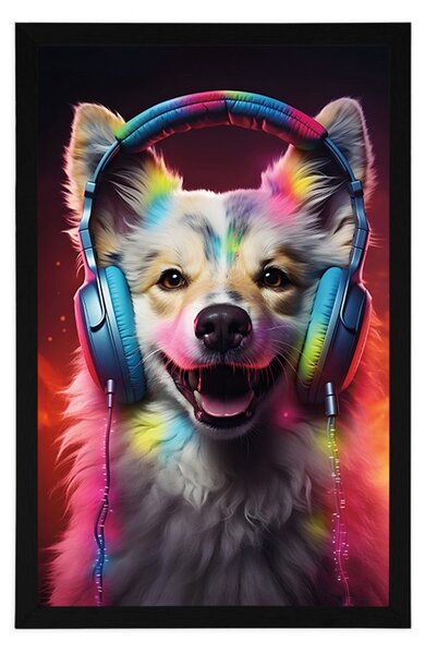 Poster câine cu căști