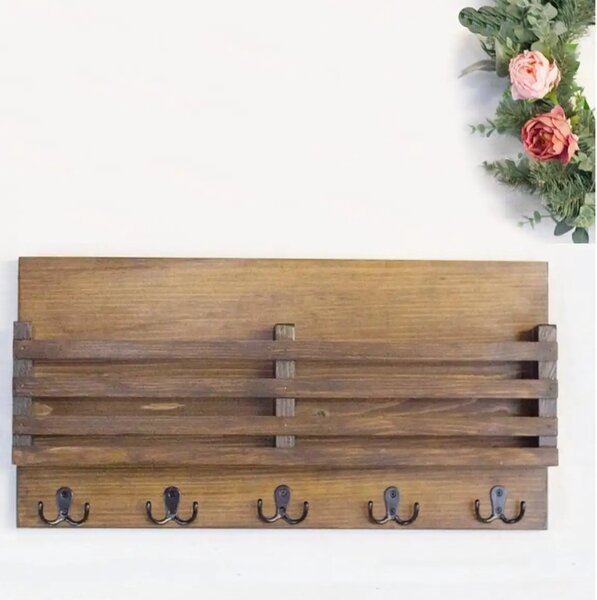 Cuier cu agatatori, seria wood Homs, natur, 55 x 28 x 8,5 cm, lemn,700115