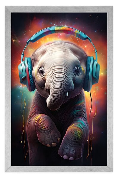 Poster elefant cu căști