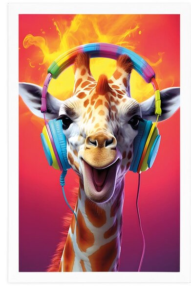 Poster girafă cu căști