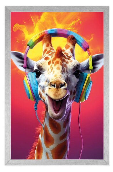 Poster girafă cu căști