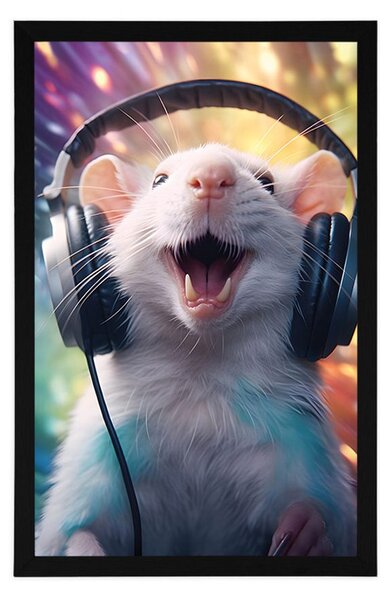 Poster șobolan cu căști