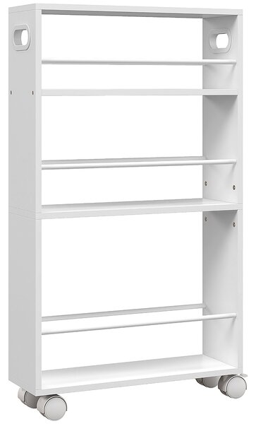 HOMCOM Cărucior de Bucătărie cu 3 Nivele, Bare Laterale, 4 Roți și 2 Frâne, 45x15x80 cm, Alb | Aosom Romania
