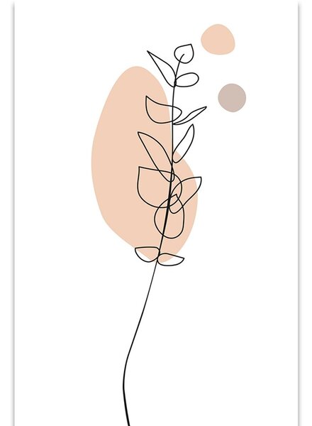 Tablou frunză minimalistă pe fundal alb No3
